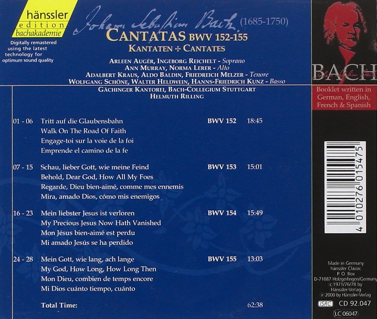 J.S. Bach. Complete Recordings. 172 Cd Hanssler Edition